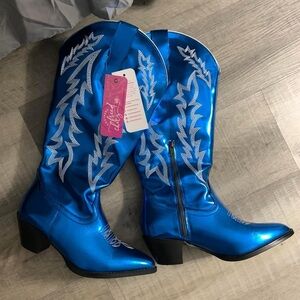 Southern Fried Chics Disco Diva Metallic Blue Boots